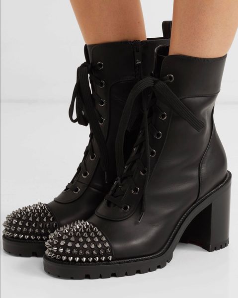 

элегантные бренды ts croc spixes red boint bunch для женщин натуральные ботинки натуральные ботинки sexy chunky caels round toe lady booty p, Black