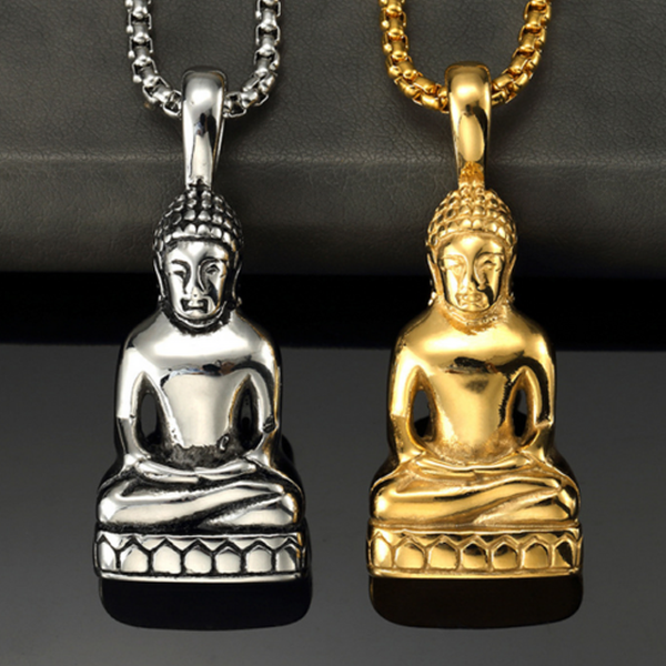 

wholesale men women guanyin buddha stainless steel necklaces fashion lucky pendant chain necklace jewelry gift ing, Silver
