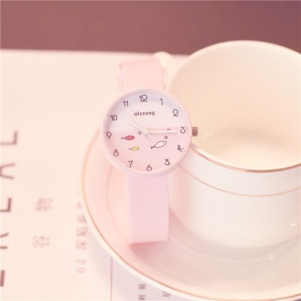 

girls waterproof lin children's primary watch school students cute cute cute girls women's korean version simple, Slivery;brown