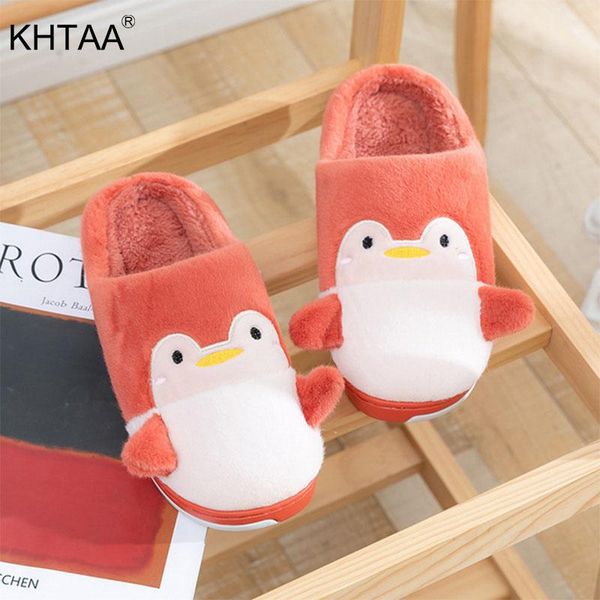 

slippers women winter house couple cute cartoon penguin cotton indoor soft warm shoes ladies home female, Black