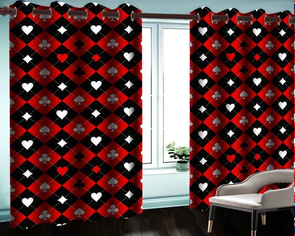 

wholesale 3d curtain window bedroom 3d curtain exquisite playing card pattern beautiful and practical 3d digital printing curtains