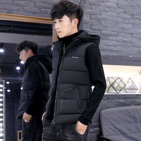 

down cotton autumn and winter men's youth fashion short slim korean jacket thickened warm waistcoat, Black;white
