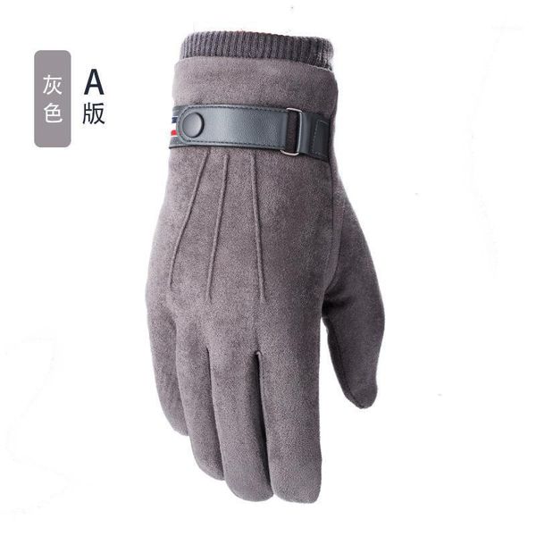 

add velvet padded men's warm gloves in autumn and winter, touch screen, windproof riding tram,duvet cotton outdoor sports gloves1