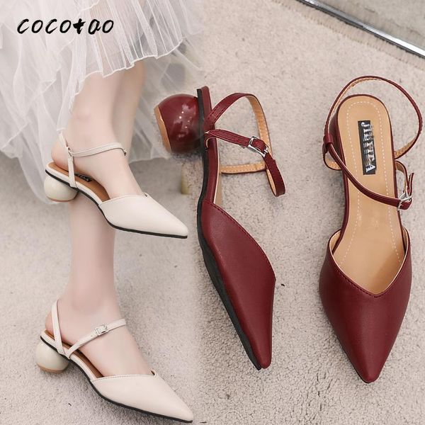 

sandals women 2020 new summer fashion baotou with a word buckle wild fairy style thick with roman women's shoes, Black