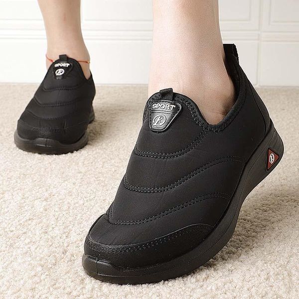 

winter boots for women keep warm shoes for women cotton fabric ankle female shoes retro slip on boots female zapatos de mujer, Black