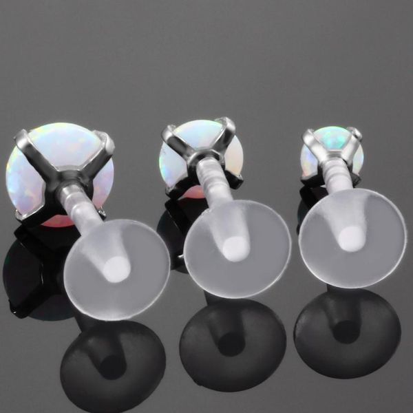 

1pc 16g opal ptfe bioplast labret lip stud piercing ear piercing body jewelry a special gift for girls boys& women q sqcdsn, Silver