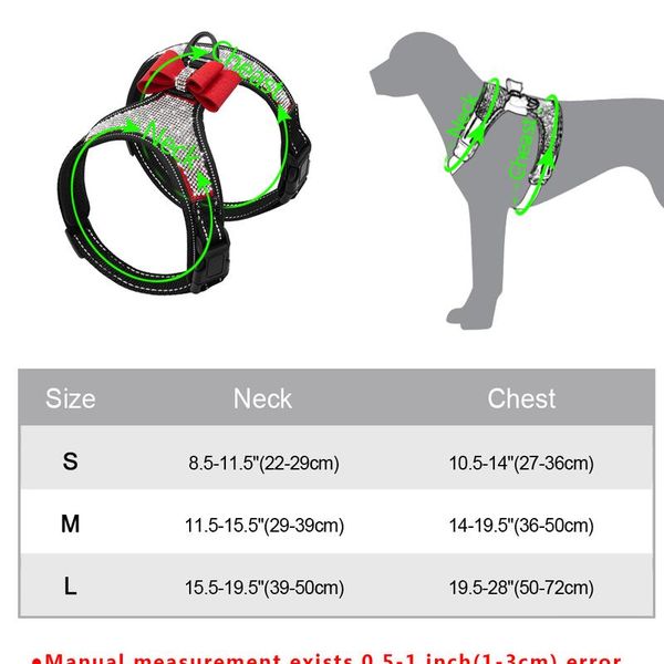 

full rhinestone dog harness soft mesh reflective dog harness vest for small medium dogs pitbull bulldog bowknot acc bbystd