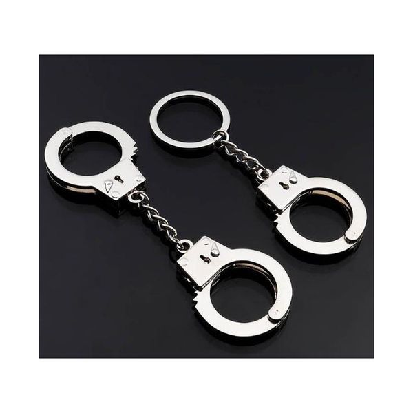 

handcuff shaped key chain hook holder ring barrel plating zinc alloy promotional bulk metal mini handcuffs keychain dhe393 ciina, Silver