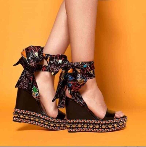 

ladies red elegant bottom levantinana wedge women sandals braided high heels gladiator sandal ankle strap party wedding eu35-42, Black