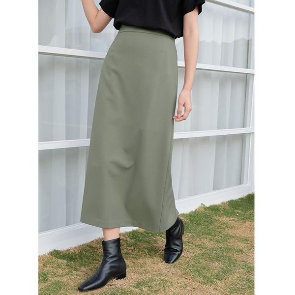

skirts korean version of the a-line skirt for early autumn, all-match thin skirt, solid color split 2021 fashion base, Black