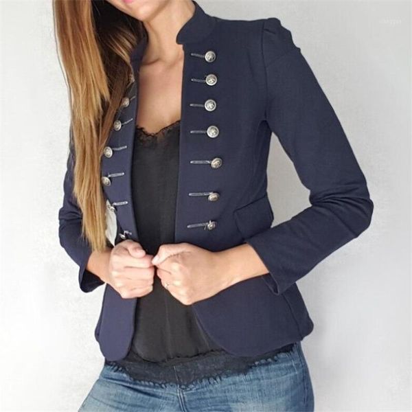 

viianles long sleeve jacket buttons women coat double-breasted coat fashion ladies casual jackets autumn outwear fashion clothes1, Black;brown