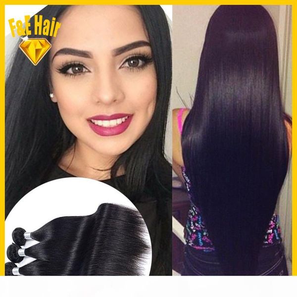 

brazilian peruvian malaysian virgin human hair straight bundles 7a indian peruian virgin human straight hair extensions, Black