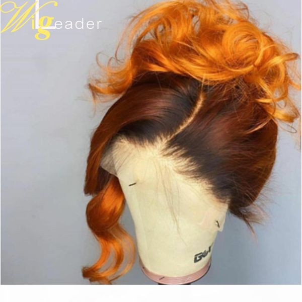 

wigleader human hair lace front wigs 180% preplucked lace frontal wig 1b orange ombre glueless hair wigs wavy hair lace wigs, Black
