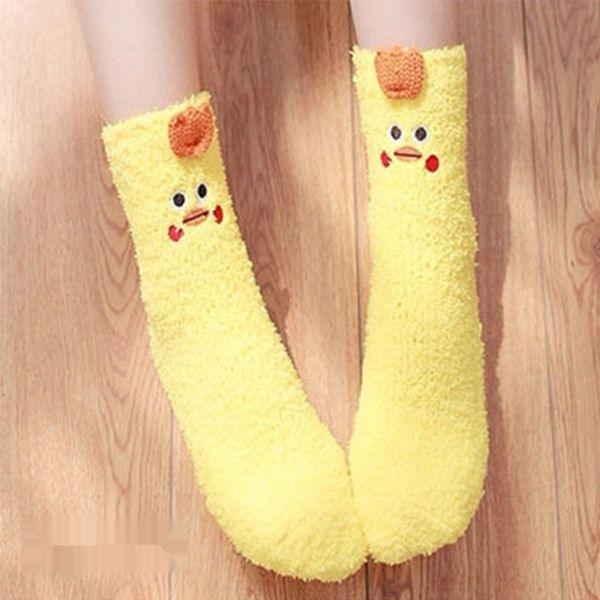 

gueaf autumn and warm internet celebrity cute floor cartoon gift cotton cotton christmas women's winter sleep socks christmas socks r7r, Black