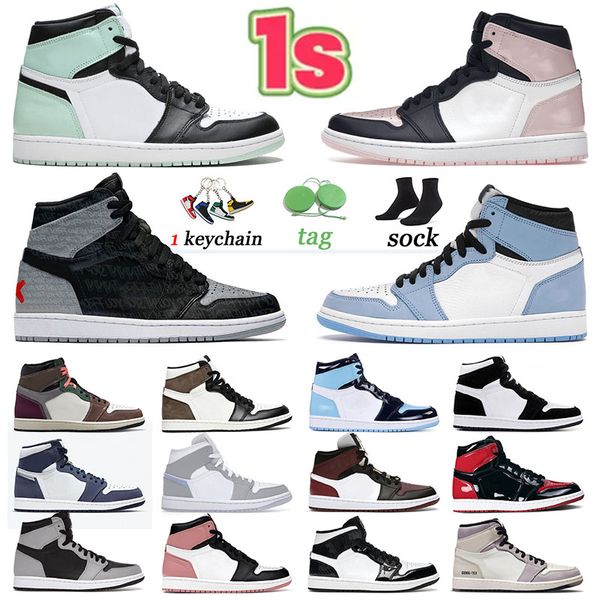 

big size us 12 basketball shoes jumpman 1 high og trainers bred patent university blue mens rebellionaire bubble gum sports sneakers shadow