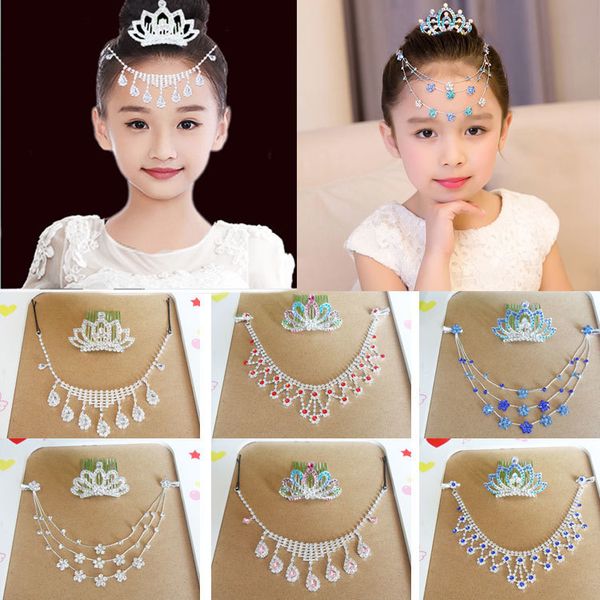 

детский головной убор headchain, завитые волосы корона невесты, девушки кристалл принцессы украшения, лоб цепи, Silver