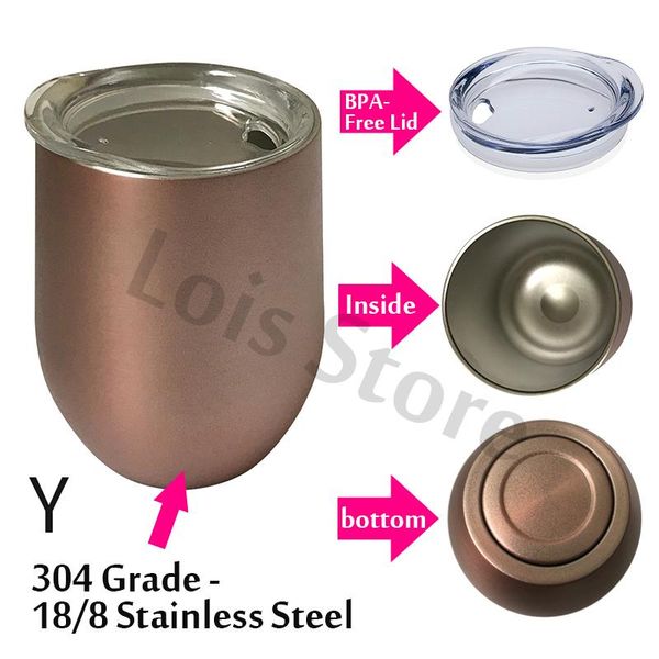 

10pcs / lot 12oz вино массажеры вино стекла двустенных из нержавеющей стали с вакуумной изоляцией кружка кофе с крышкой невесты подарков sqc