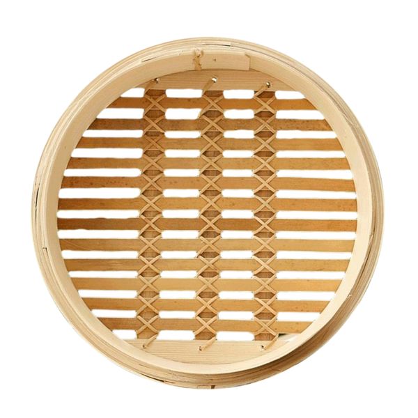 

2x natural bamboo steamer basket kitchen meat seafood steamer 11.8inch
