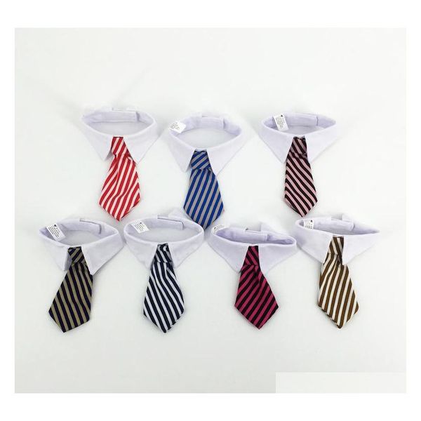 

new pet dog striped tie collar cat bow cute dog necktie wedding adjustable puppy red/blue/yellow shipping kjz4l