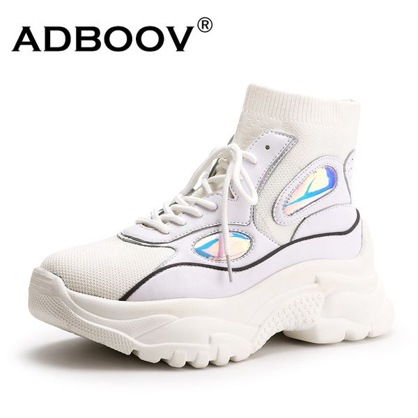 

adboov high top платформы кроссовки женщины мужчины ботильоны носок обувь женщина унисекс папа коренастый кроссовки zapatos de mujjer 201111, Black