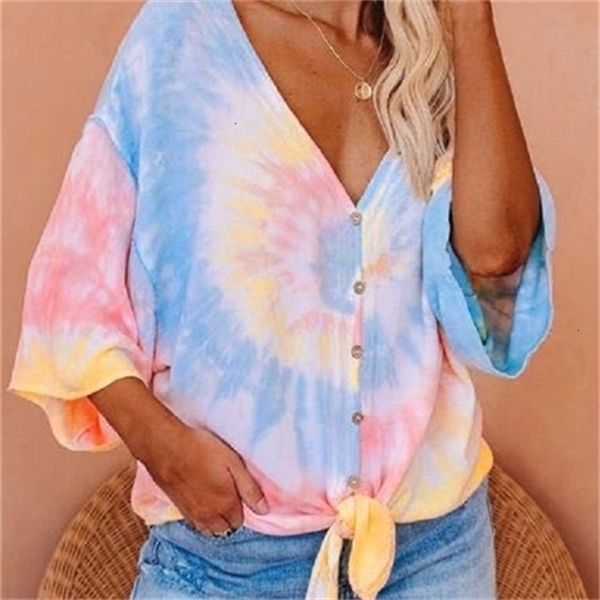 

popular tie dyed button women in summer 2020, White