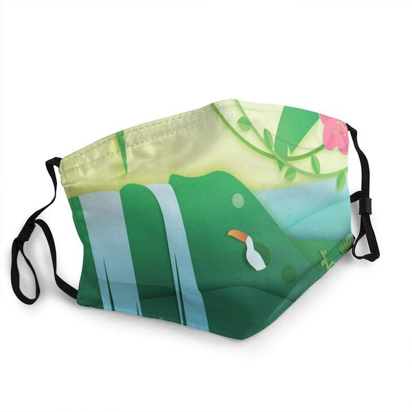 

comfortable windproof mask,cartoon style tropical rain forest jungle scenery with sweet botany and fauna,printed facial decorations forunise