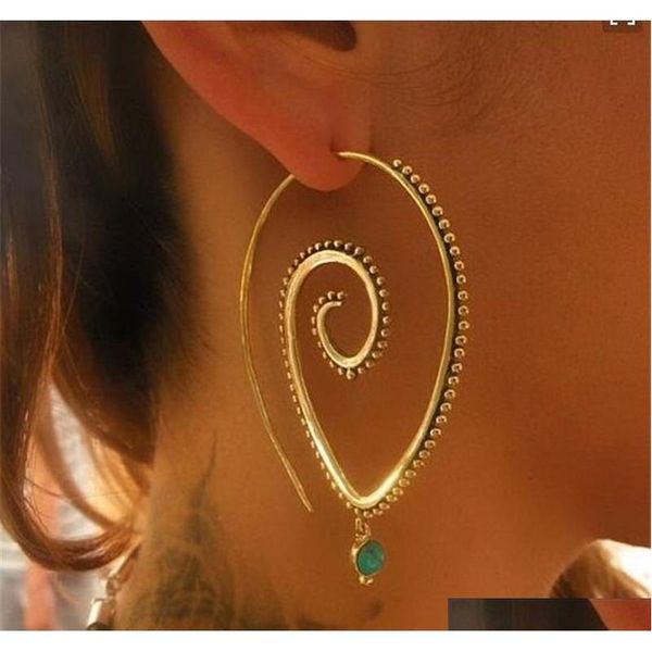 

bohemia style round spiral drop earrings punk silver gold color whirlpool gear earrings for women jewelry gift sqcgek homes2007