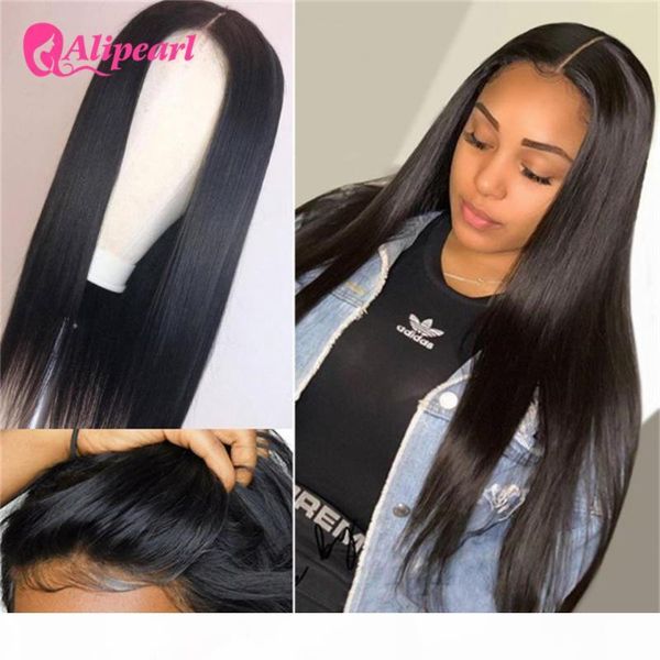 

straight 6x6 lace closure wig human hair wigs brazilian lace wigs for black women pre plucked 150 180 density alipearl hair, Black;brown