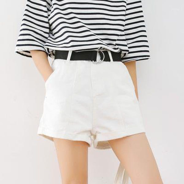 

genayooa streetwear all match casual women denim shorts high waist slim summer jeans shorts feminino chic ladies bottom 20201, White;black