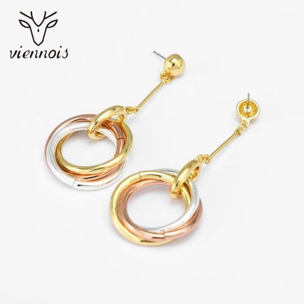 

viennois mitcolor rose gold drop dangle earrings for women long geometric circle earrings 20201, Silver
