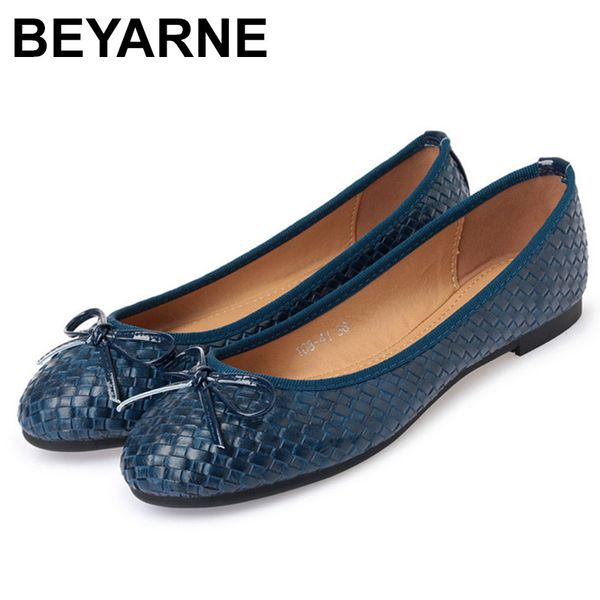 

beyarneladies casual flat shoes spring bowtie flats women round toe slip-on ballet flats knitted pu leather ballerinas flatse501 1006, Black;white