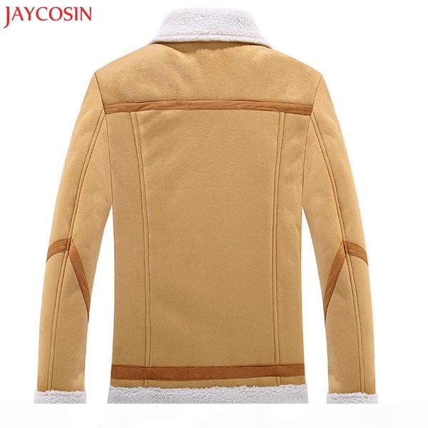 

jaycosin 1pc men's winter and autumn anti velvet jacket men's fashion trend lamb polyester fiber fur brown button coat z1122, Black;brown