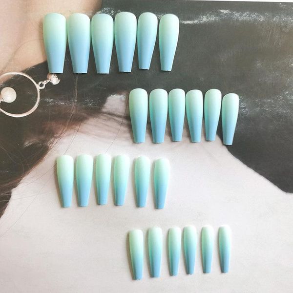 

24pcs colourful and long ballerina nails detachable false nail tips with glue press on nails art fake, Red;gold