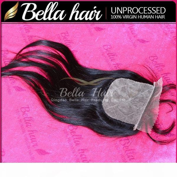 

100% unprocessed brazilian hair silkbaselaceclosure 10"-24" natural color silky straight human hair bellahair dhl ing, Black;brown