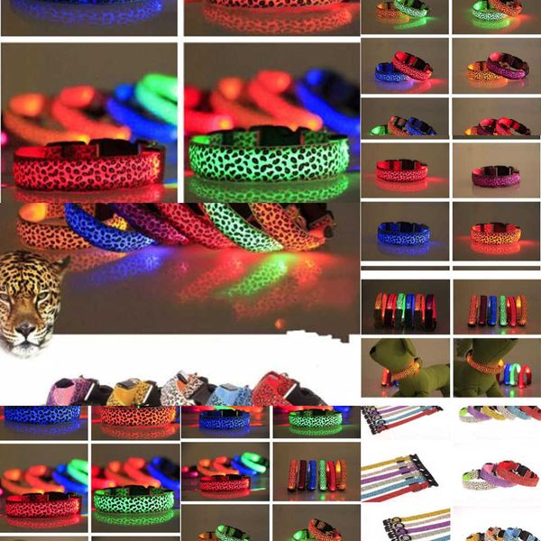 

dog leopard led collars light glowing necklace print spotted lines pet dogs cat collar fluorescence necklet trends for pets free