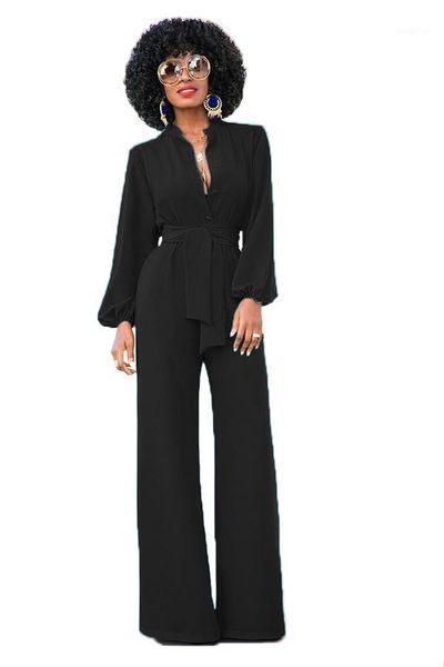 

aletterhin jumpsuits for women 2018 autumn winter long sleeve solid rompers elecasual long pants wide leg jumpsuits1, Black;white