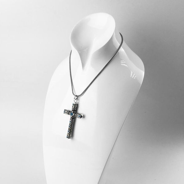 

blue skull cross pendants 2018 new fashion jewelry 925 sterling silver blackened punk gift for women men boy girls fit necklace wmtlnf, Bronze;silver