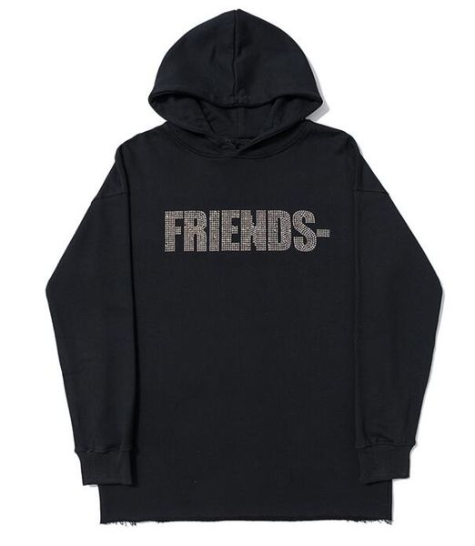

21ss friends men's fashion pullover sweatshirt long sleeve rhinestone sweatshirt pullover hoodie, Black
