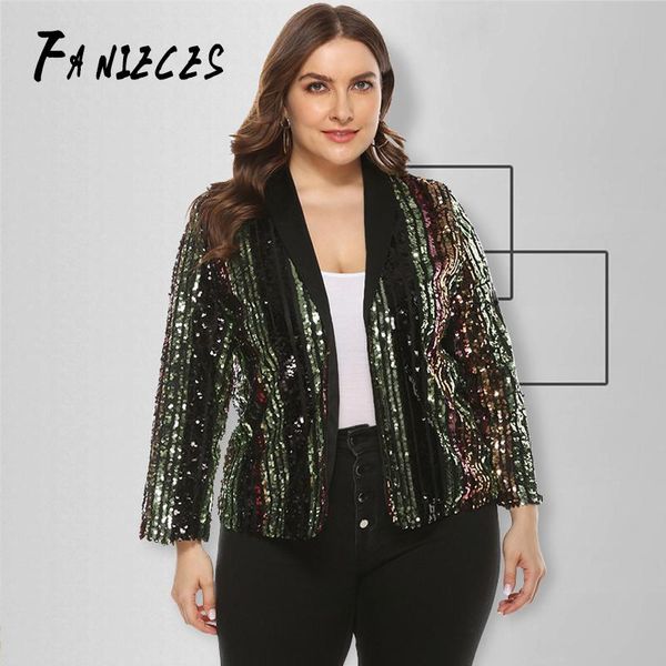 

2020 women ins fashion sequin streetwear long sleeve turn-down collar open stitch runway jacket coats outerwear dropshipping, Black;brown