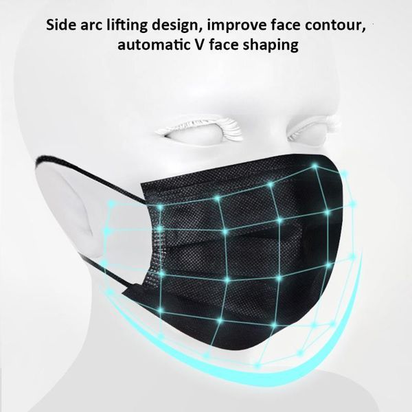

filter 50pc face mouth 3-layer non-woven masks disposable pm2.5 anti pollution anti-dust protective safety 4 colognt3