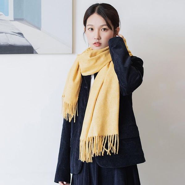 

scarves cashmere scarf female pure color warm winter tassel shawl szalik damski luxury for ladies, Blue;gray