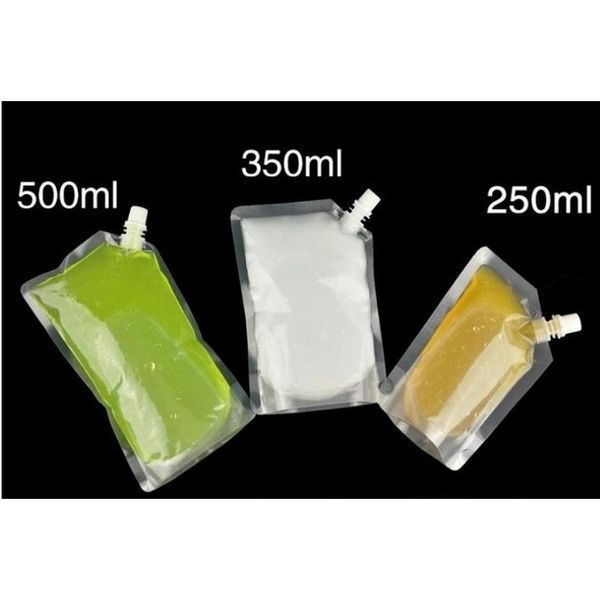 

500pcs doypack 250ml 350ml 420ml 500ml plastic stand up spout liquid bag pack beverage,squeez jllmdr outbag2007