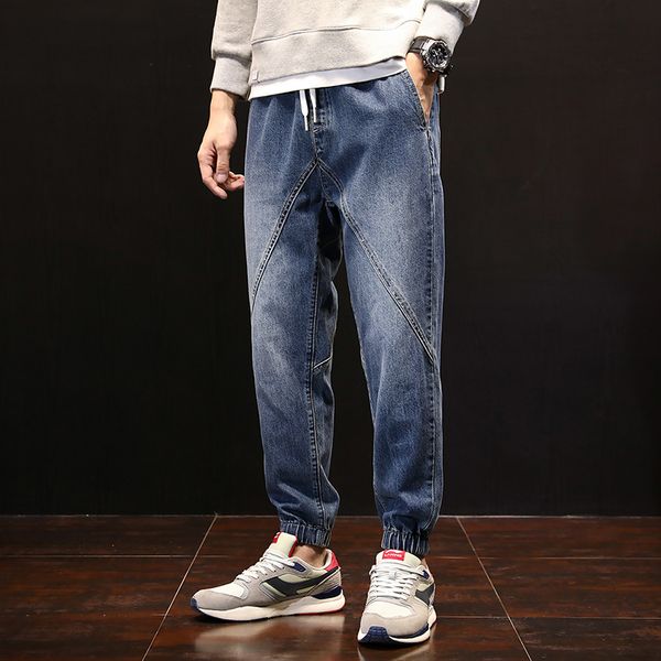 

2021 new hip hop design brand jeans for men's straight fashion distressed moto bike vintage jean plus size 0076, Blue