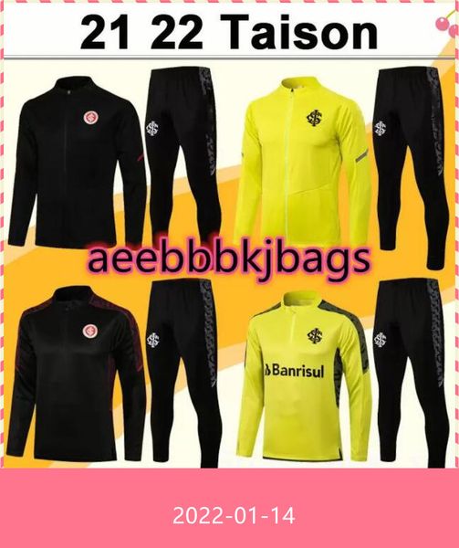 

21 22 internacional taison guerrero r.dourado mens soccer jerseys jacket training wear football kit v.cuesta boschilia long sleeved su, Black;yellow