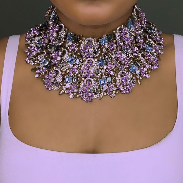 

dvacaman women layers crystal chain pendant necklace big statement necklace rhinestone indian bridal jewelry famale bijoux ai32 y200730, Silver