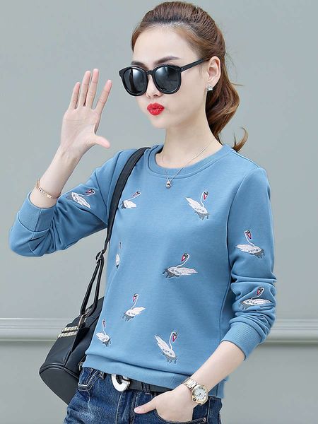 

round neck sweater women's spring and autumn thin loose korean top, Black