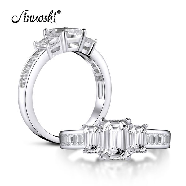 

ainuoshi luxury 1 carat emeralded cut ring simulated diamond engagement wedding sterling silver ring jewelry for women gift y200107, Slivery;golden