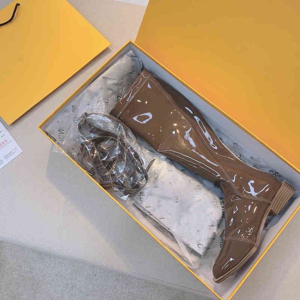 

and winter autumn ladies fashion leather knee boots glossy, Black