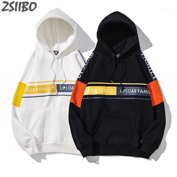 

men's hoodies fashion original stitching letter print casual pullover hip hop hoodies men sweatshirt streetwear coats1, Black