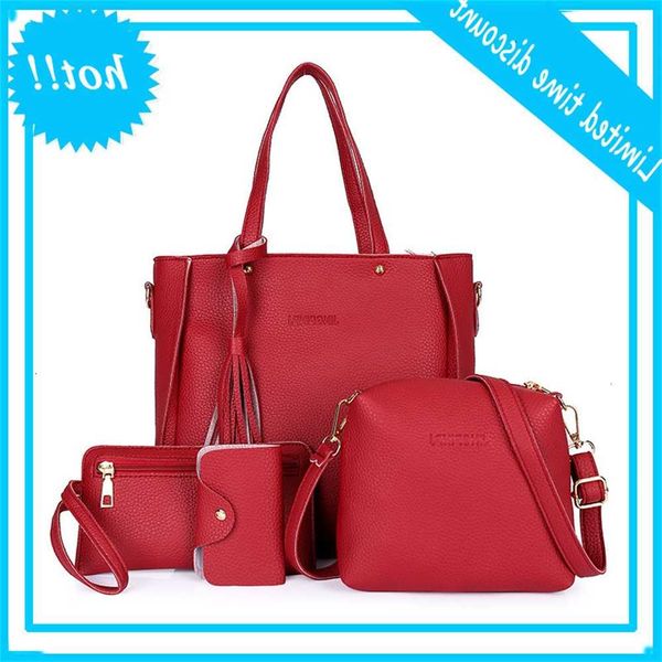 

new korean style bucket tassel women's one shoulder bun mother four piece set with mobile phone and pocket bag